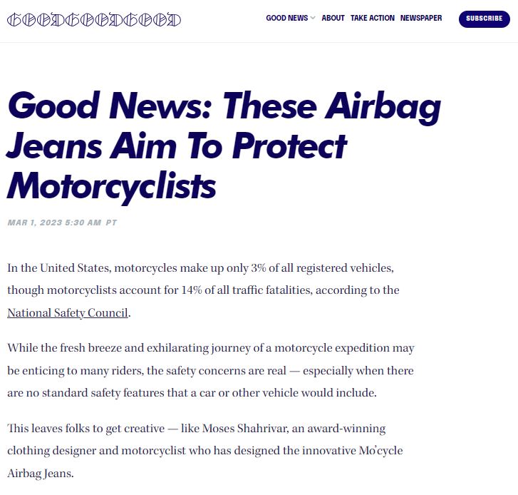 GOOD GOOD GOOD - These Airbag Jeans Aim To Protect Motorcyclists