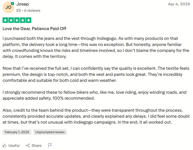 Trustpilot review by Josep